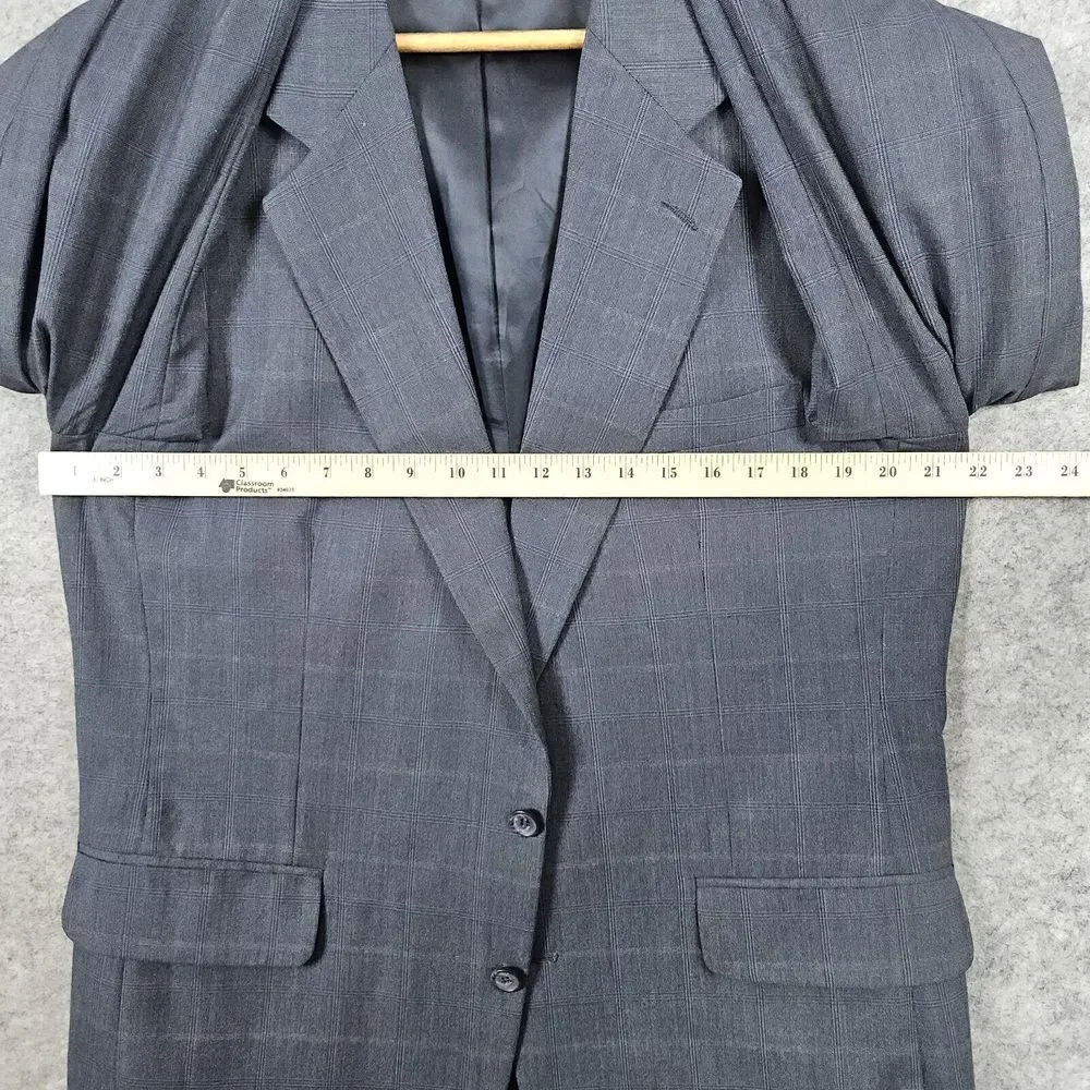 Stafford Executive 2-Pc Suit Blazer 44L Pants 37x31.5‎ Gray Windowpane SNAGS